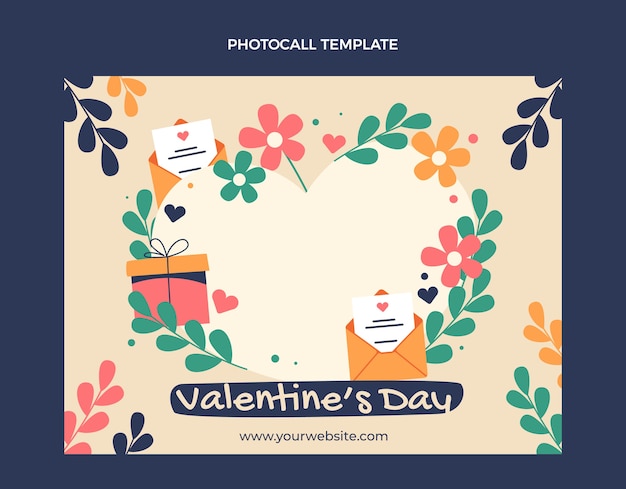 Flat valentine's day photocall template