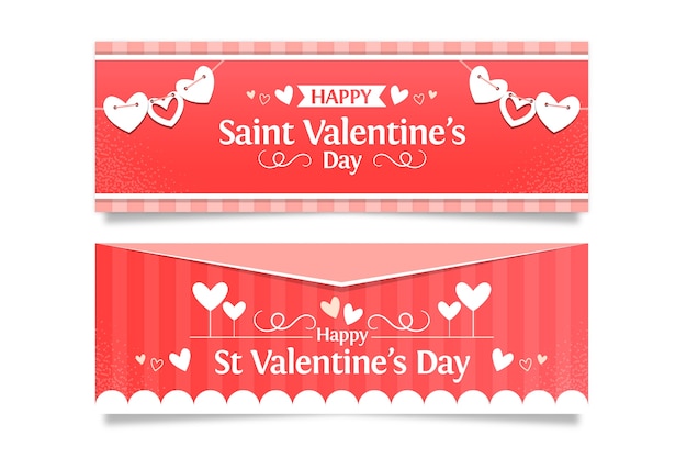 Flat valentine's day promotional banners