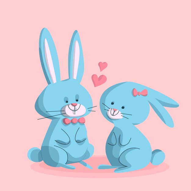 フラットバレンタインのウサギのカップル