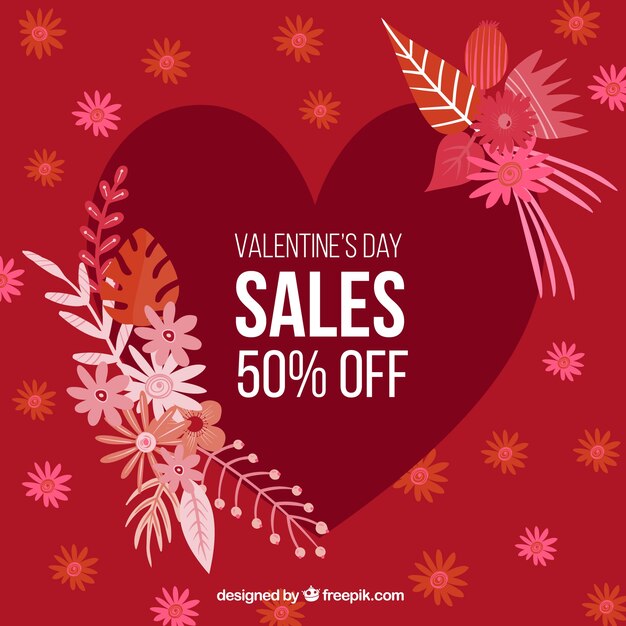Flat valentine's day sale background