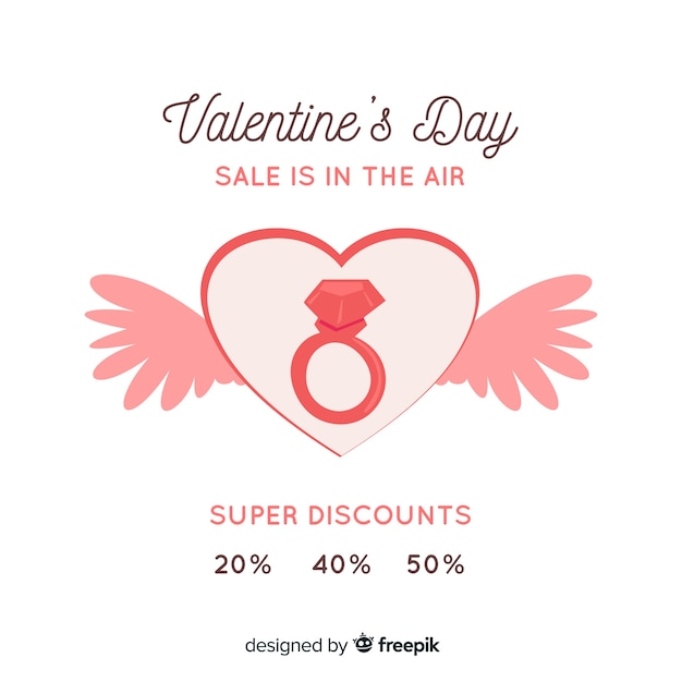 Flat valentine's day sale background