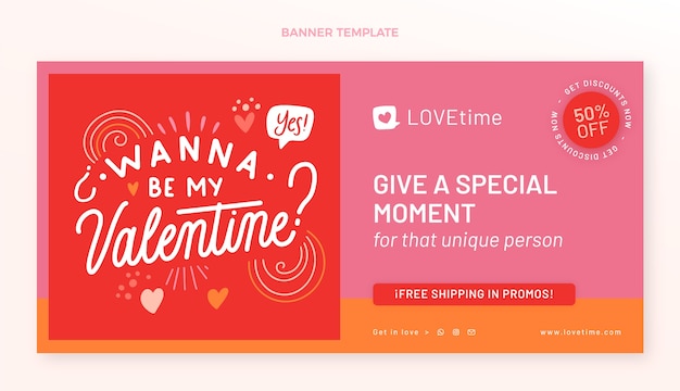 Free vector flat valentine's day sale horizontal banner