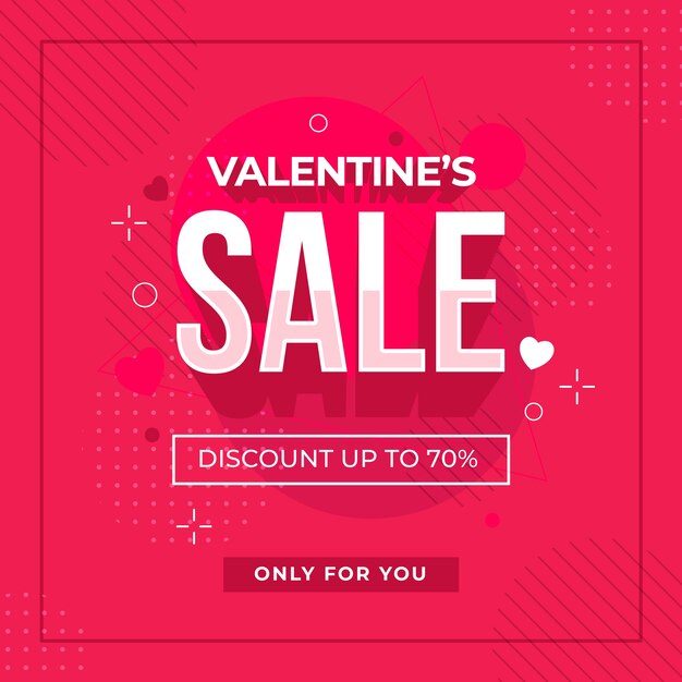 Flat valentine's day sale and memphis effect