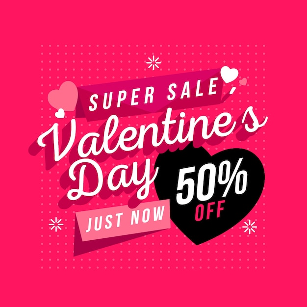 Free vector flat valentine's day sale with hearts