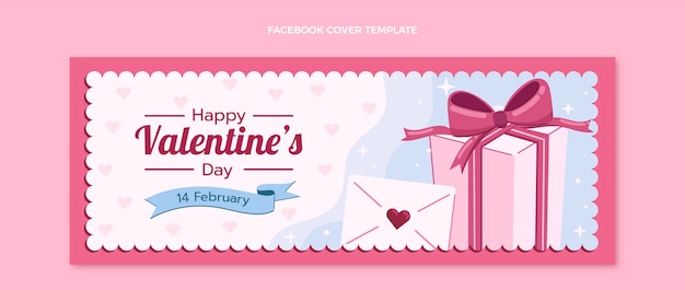 Free vector flat valentine's day social media cover template