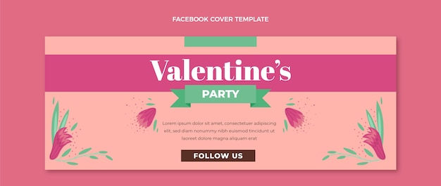 Flat valentine's day social media cover template