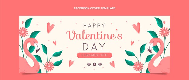 flat valentine's day social media cover template