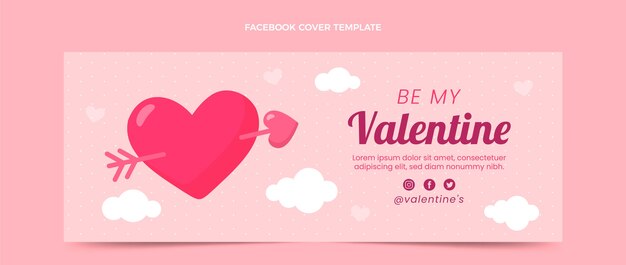 Vettore gratuito modello di copertina per social media piatto di san valentino