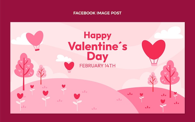 Flat valentine's day social media post template