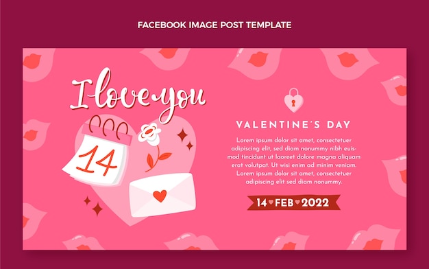 Flat valentine's day social media post template