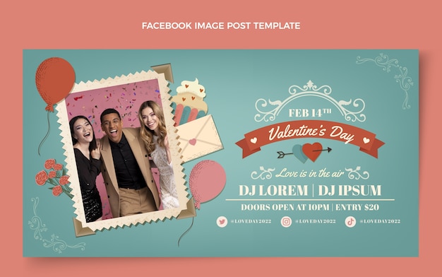 Free vector flat valentine's day social media post template