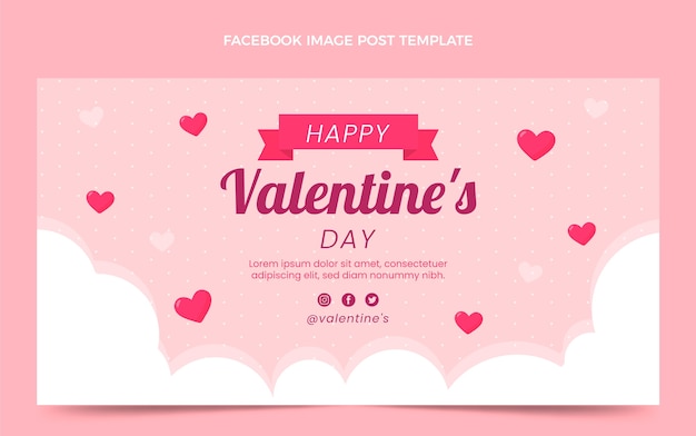 Vettore gratuito modello piatto di post sui social media di san valentino