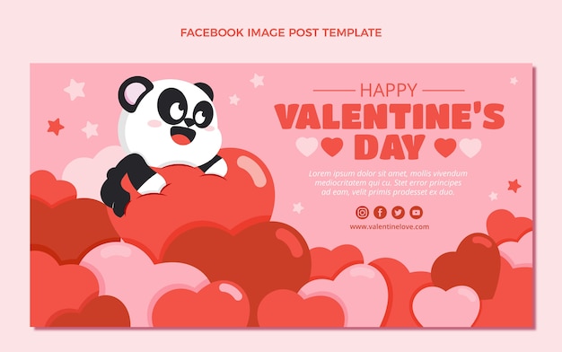 Flat valentine's day social media post template