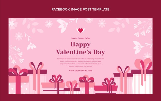 Flat valentine's day social media post template