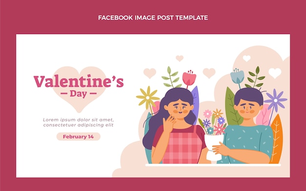 Free vector flat valentine's day social media post template