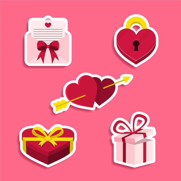 Free vector flat valentine's day stickers collection