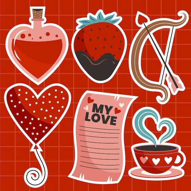 Free vector flat valentine's day stickers collection