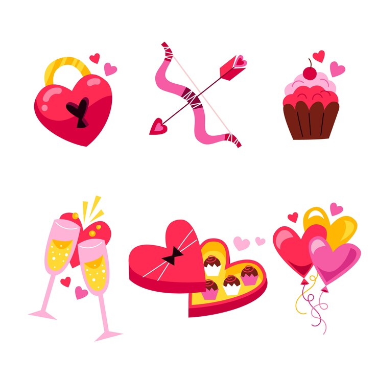 Free Vector flat valentine's day stickers collection