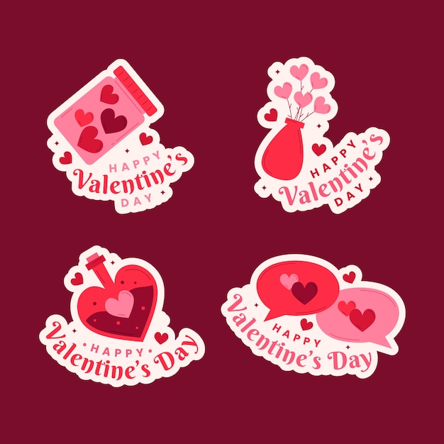 Free vector flat valentine's day stickers collection