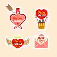 Free vector flat valentine's day stickers collection