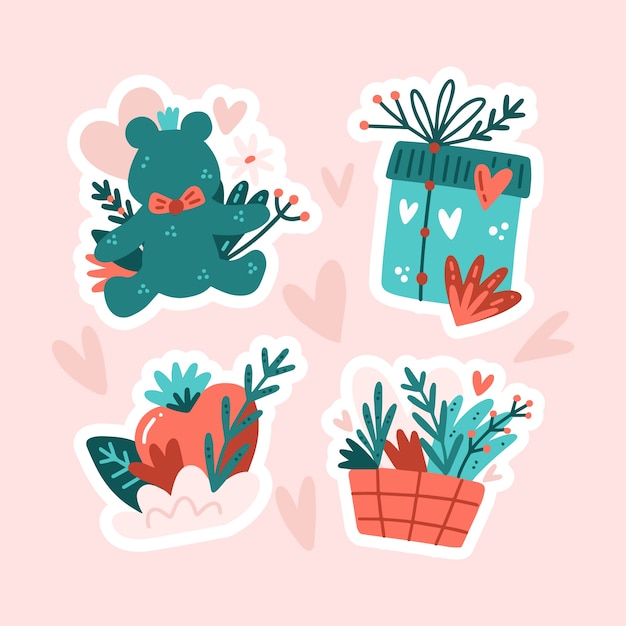 Free vector flat valentine's day stickers collection
