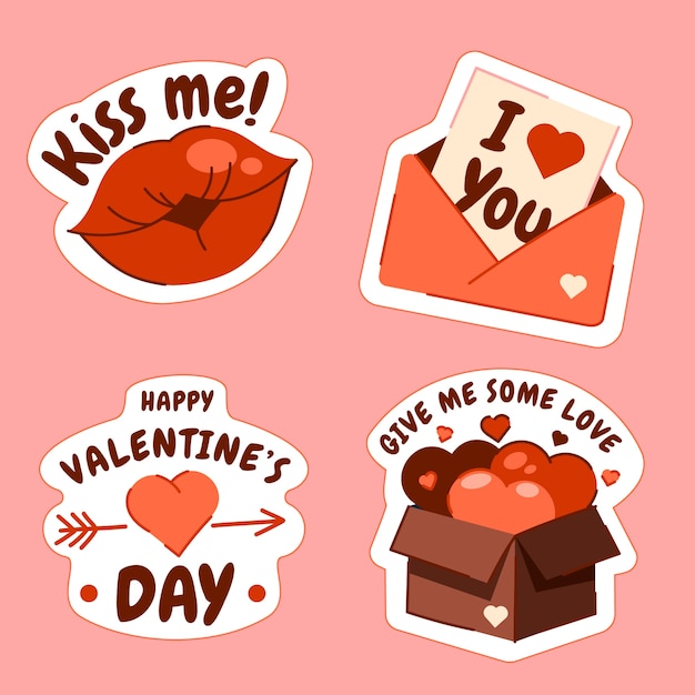 Free Vector  Flat valentine's day stickers collection