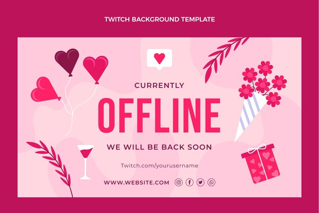 Flat valentine's day twitch background