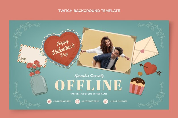 Flat valentine's day twitch background