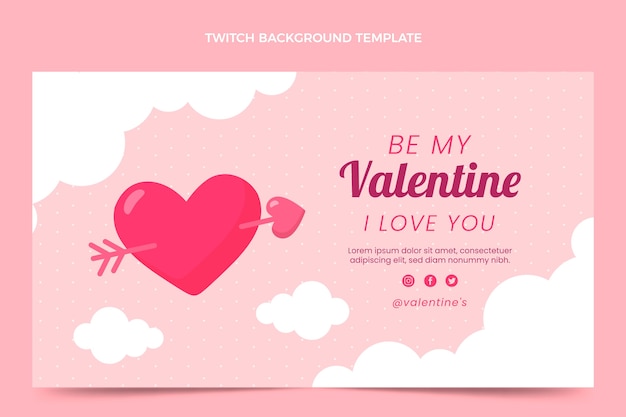 Flat valentine's day twitch background