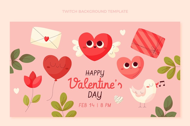 Flat valentine's day twitch background