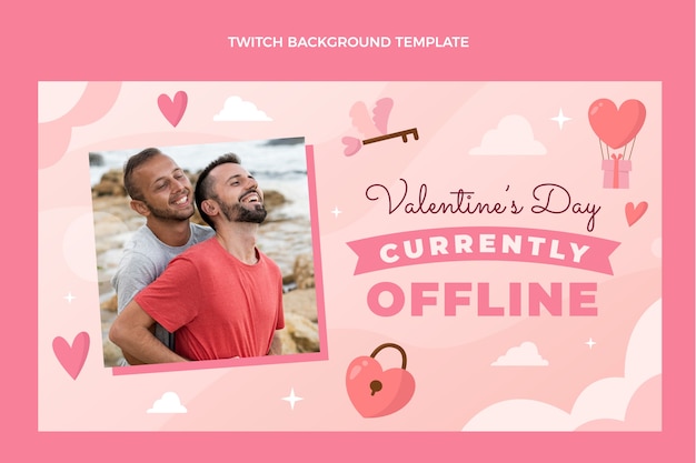Free vector flat valentine's day twitch background