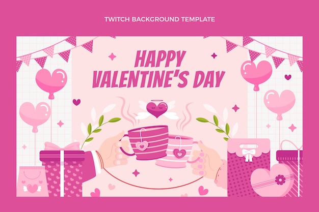 Free vector flat valentine's day twitch background