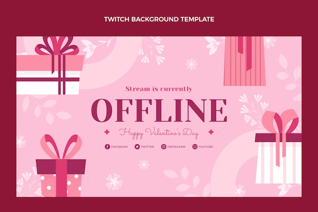 Flat valentine's day twitch background