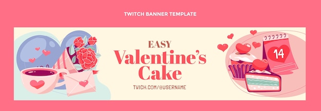 Flat valentine's day twitch banner