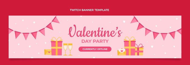 Flat valentine's day twitch banner