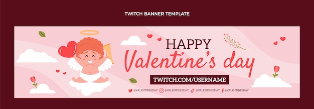 Flat valentine's day twitch banner