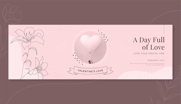 Flat valentine's day twitter header