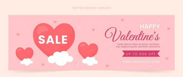 Flat valentine's day twitter header