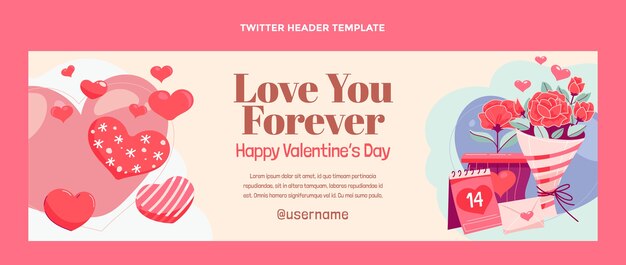 Free vector flat valentine's day twitter header