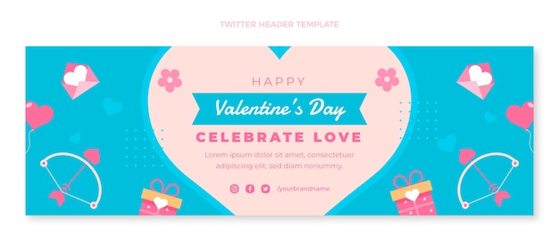 Free vector flat valentine's day twitter header