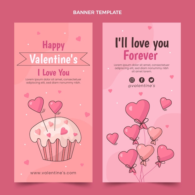 Free vector flat valentine's day vertical banners set