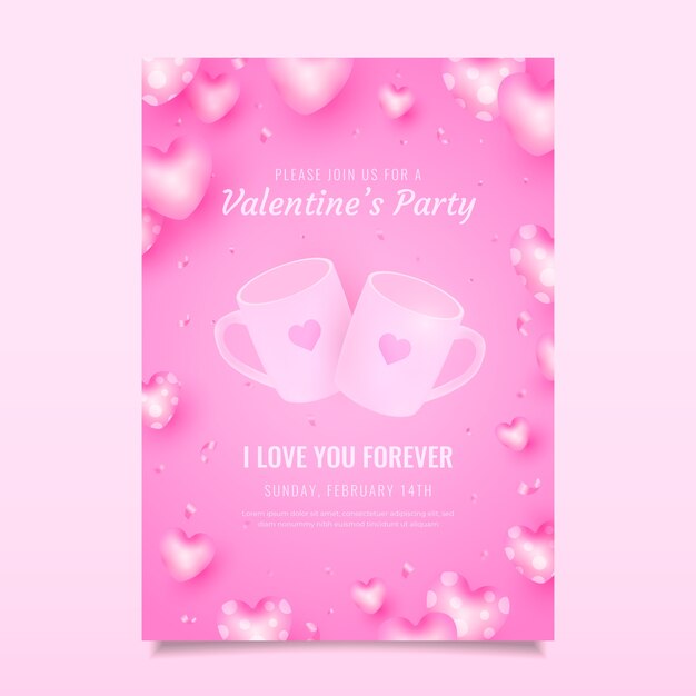 Flat valentine's day vertical flyer template