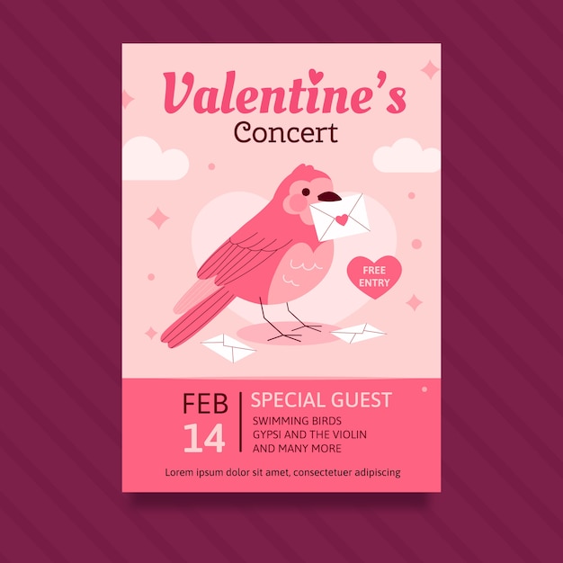 Free vector flat valentine's day vertical flyer template