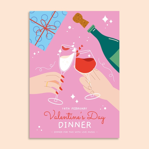 Free vector flat valentine's day vertical flyer template
