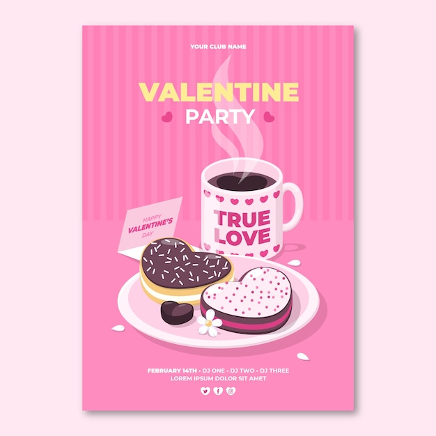 Free vector flat valentine's day vertical flyer template