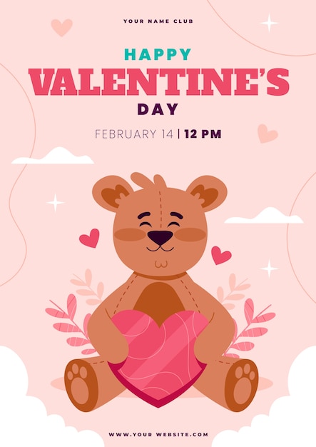 Free vector flat valentine's day vertical flyer template