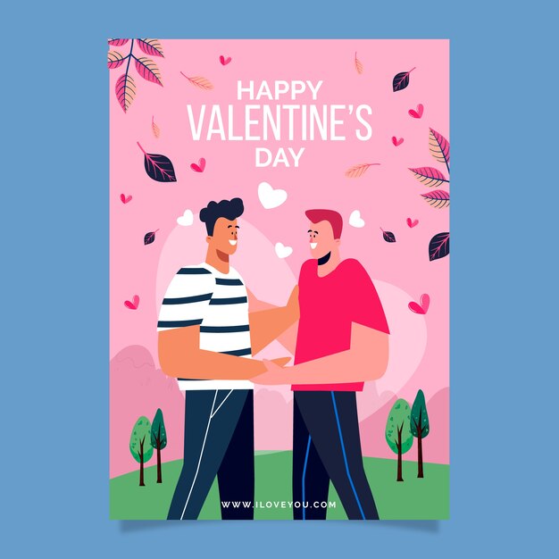 Flat valentine's day vertical poster template