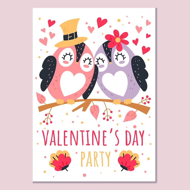 Flat valentine's day vertical poster template