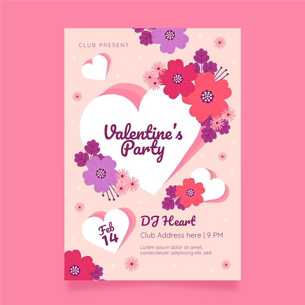 Free vector flat valentine's day vertical poster template