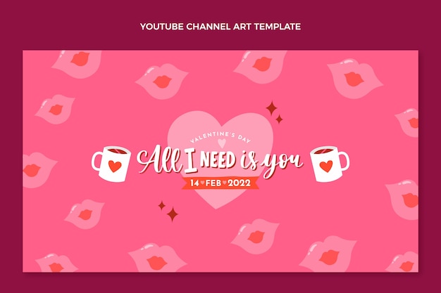 Free vector flat valentine's day youtube channel art